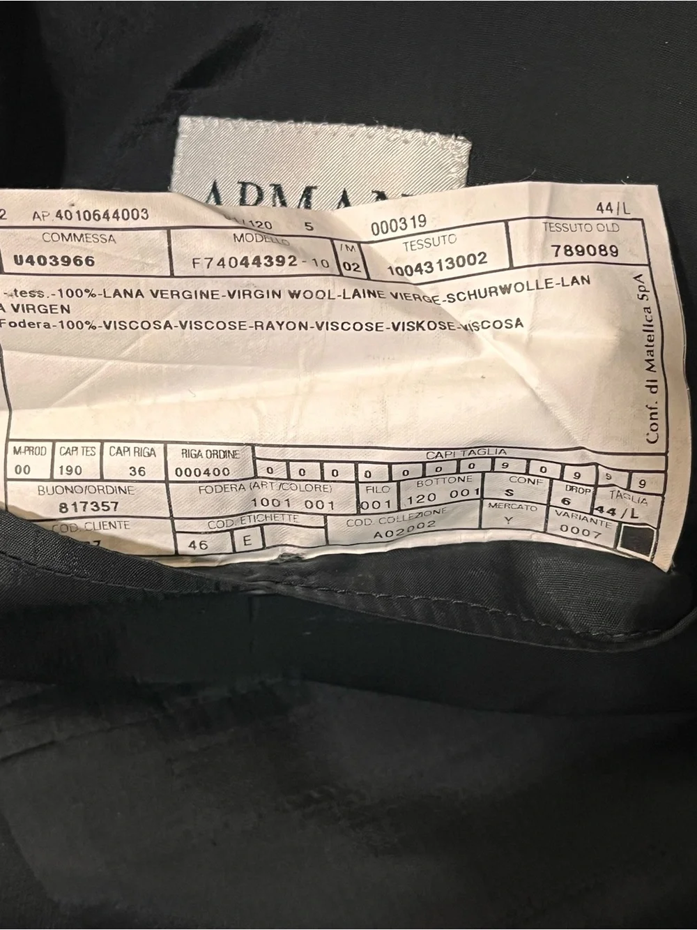 Armani Collezioni | Black single breasted suit jacket/blazer Men’s 44L wool